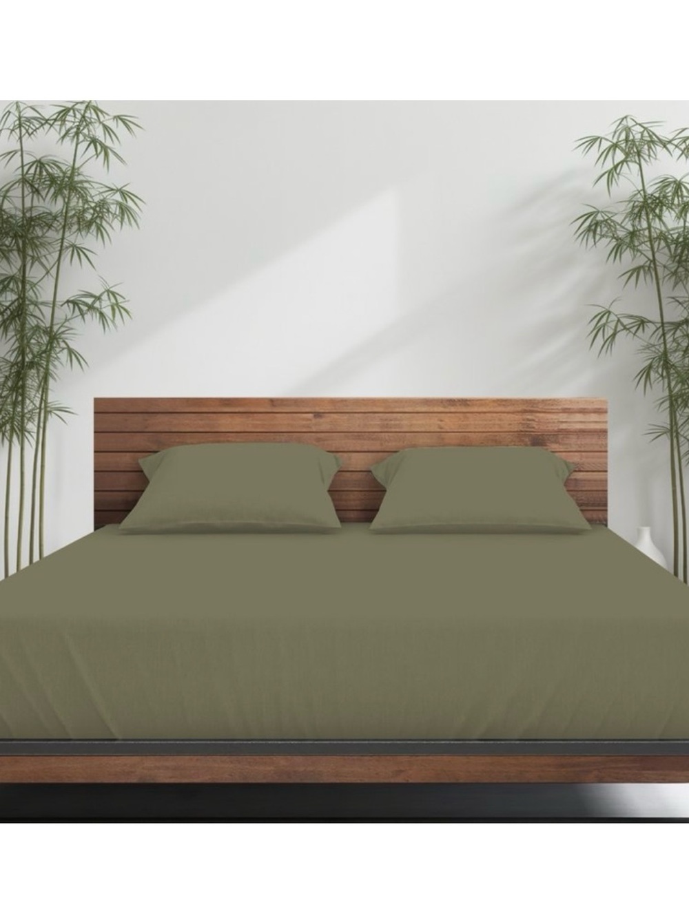 Pact Olive Green Cotton Bamboo Blend Sheet Set - King